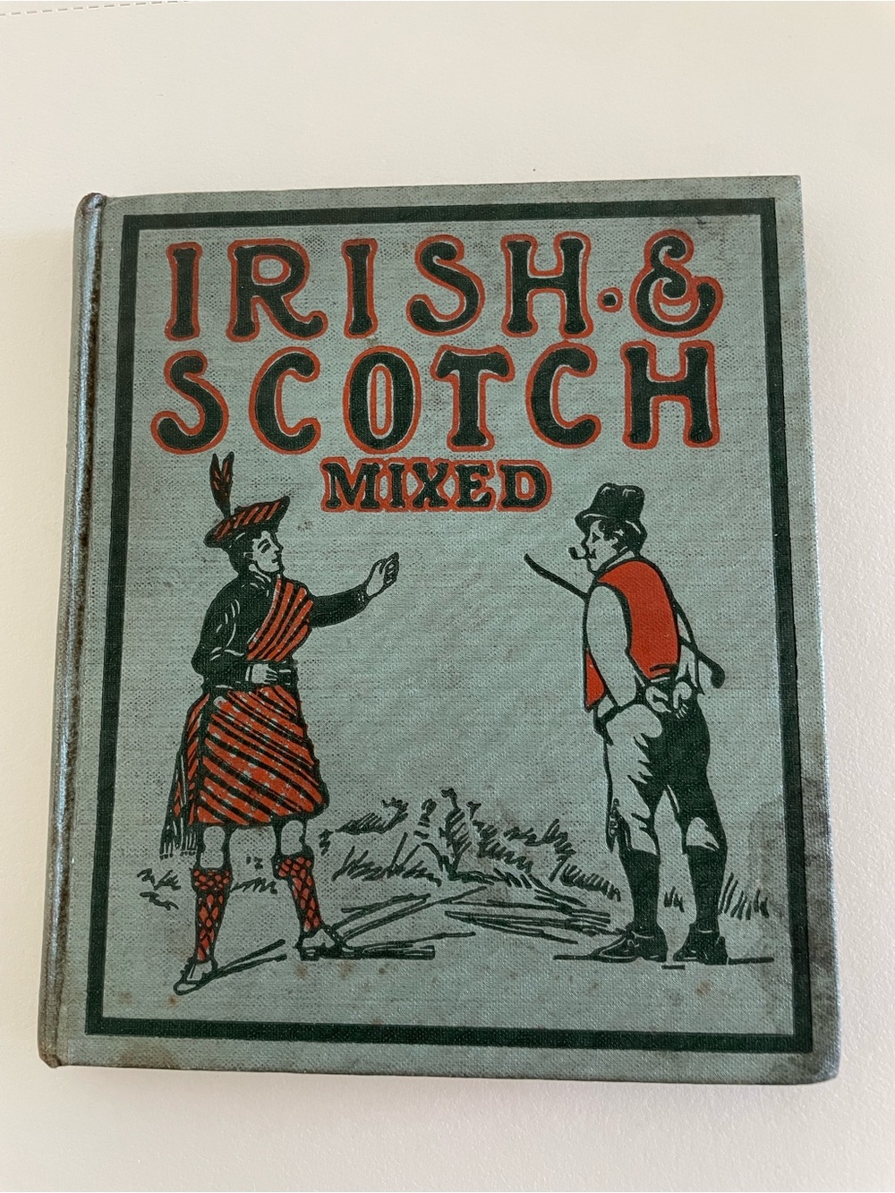 Vintage 'Irish & Scotch Mixed' Decorative Book Cover - Teal and Red